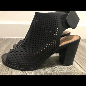 Black Caged Open Toe Ankle Bootie
